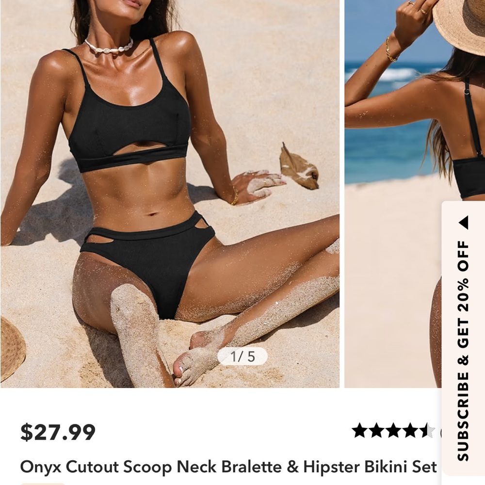 Never Worn - Brand New Cupshe Black Cutout Bikini Set